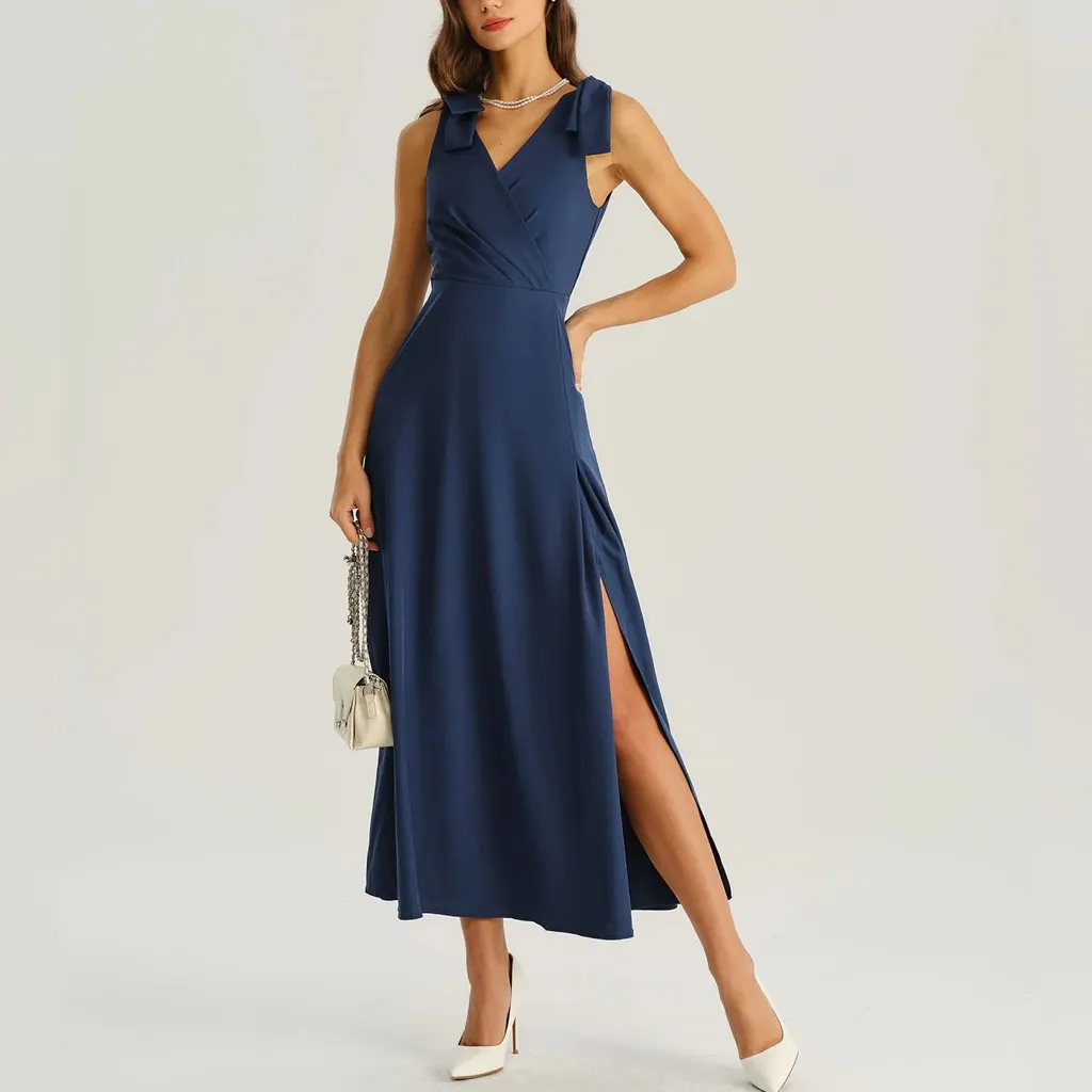 Rihoas Navy Wrap Sleeveless Maxi Dress Blue Size 4 - Image 4