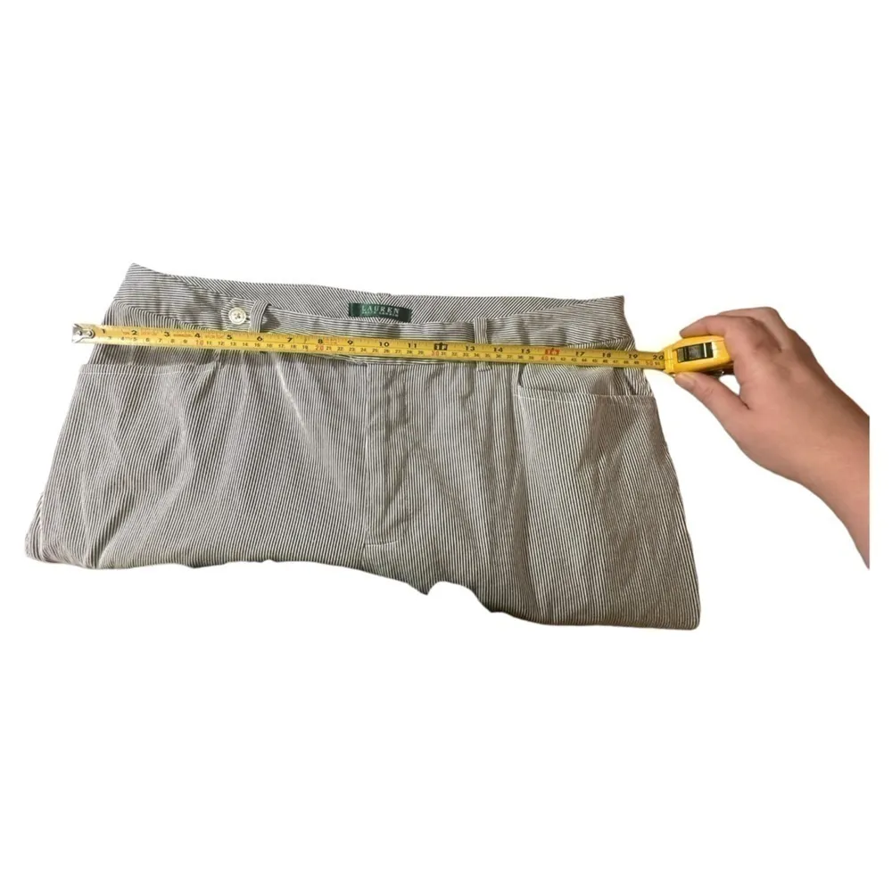 Lauren Ralph Lauren Pants Womens 14W Wide Leg Pinstripe Chino Blue White 3D - Image 5