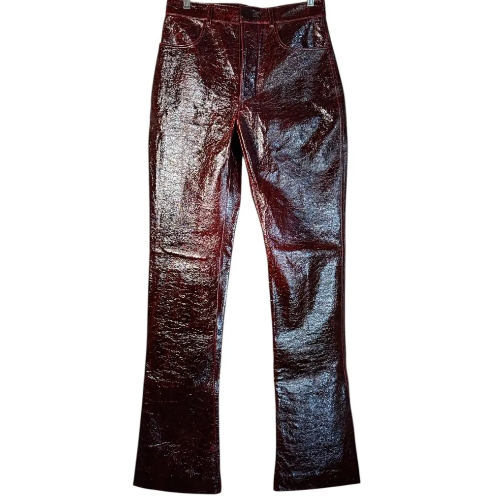 GALVAN Oldboy Laminated Wool Trouser in Oxblood 38 New Womens Vegan Pants Red Size undefined - Image 7