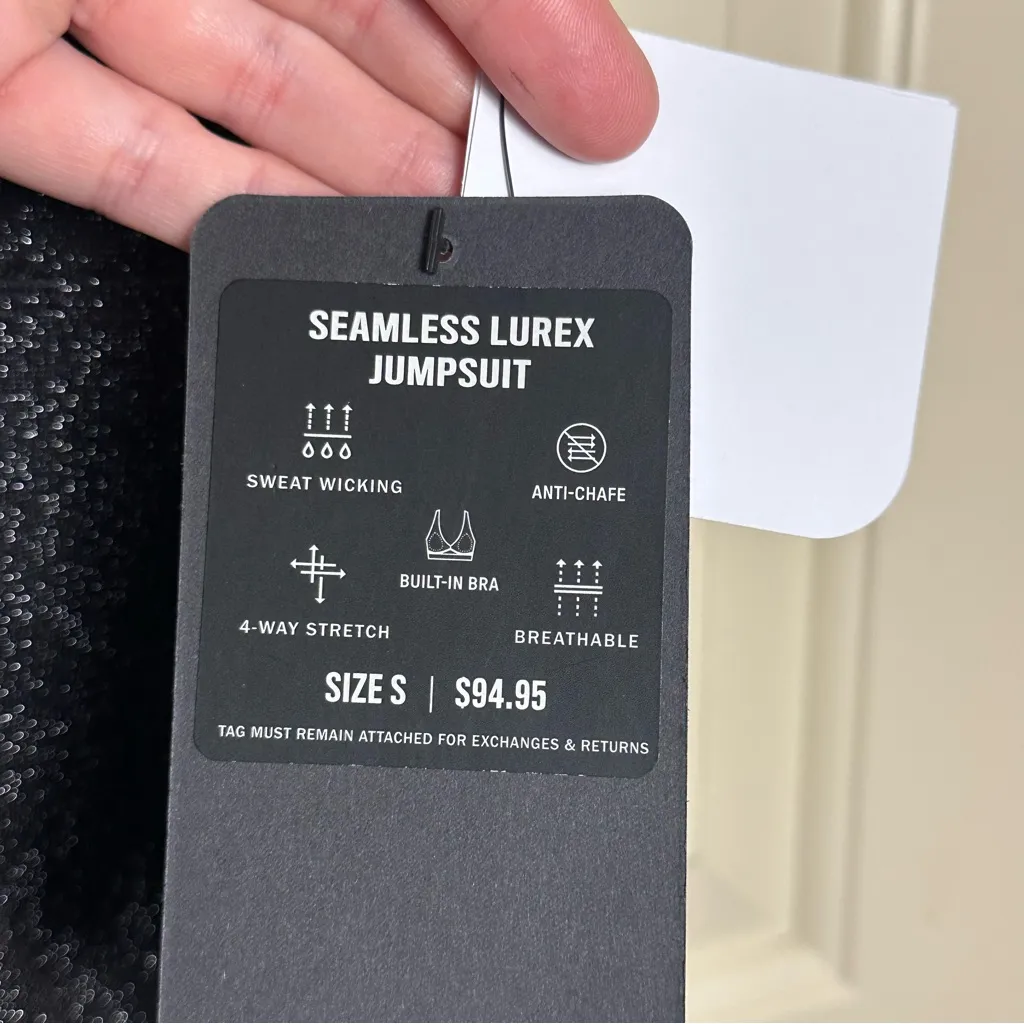 Fabletics Seamless Lurex Jumpsuit Sparkle Black Women's Size Small NWT $94.95 - Image 7