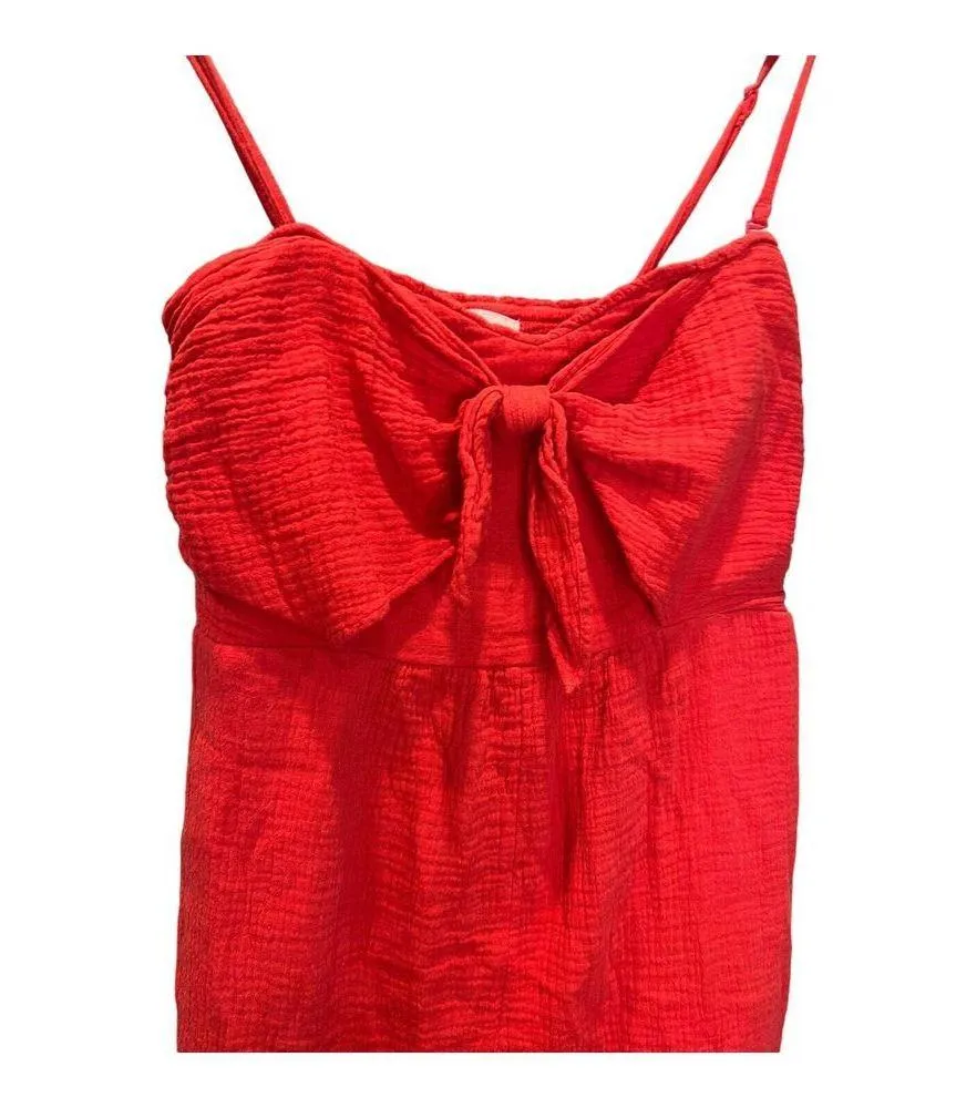 Saturday Sunday Anthropologie Isabel Tie‎ Front Jumpsuit Sleeveless Red Sz S - Image 4
