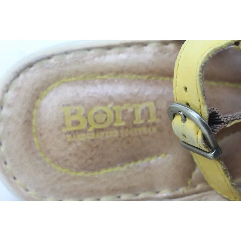 Born hand crafted footware Women's yellow Leather Thong Flip Flop Sandals Size 8 - Image 9