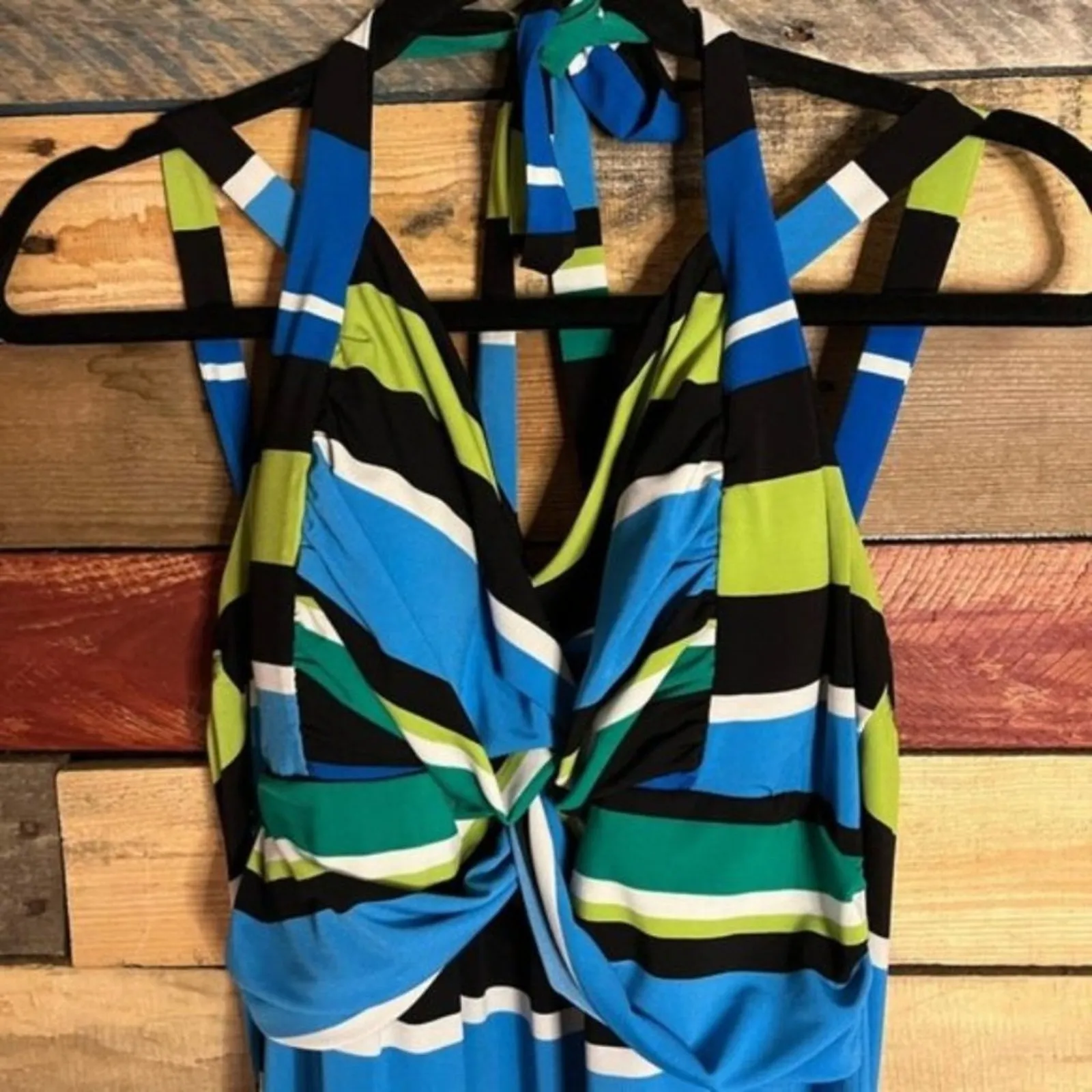 Maurices Blue And Green Stripe Maxi Dress Size‎ 0 - Image 3