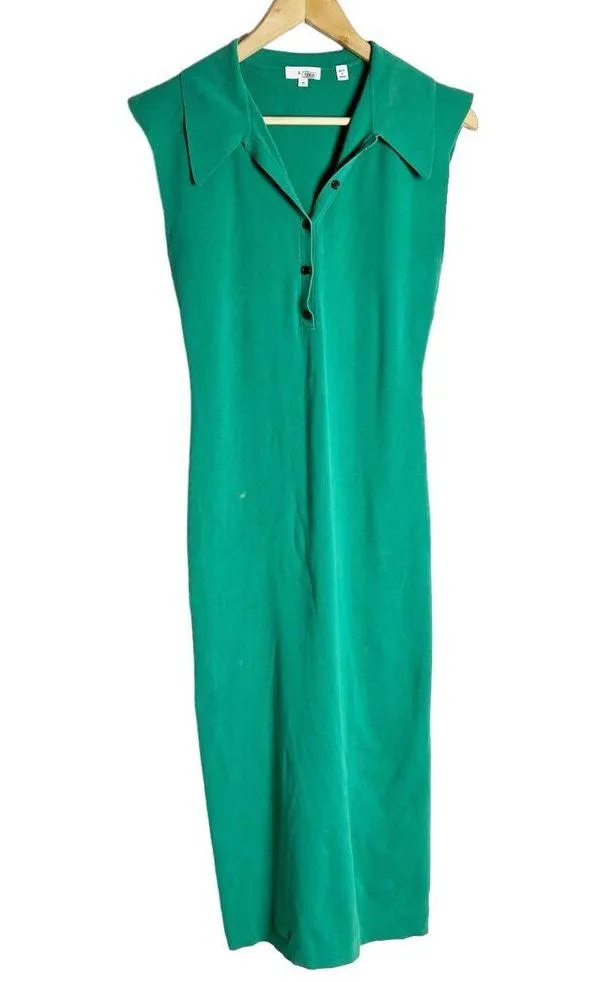 A.L.C. Taylor Green Knit Sleeveless Collared Midi Dress Size Medium - Image 6