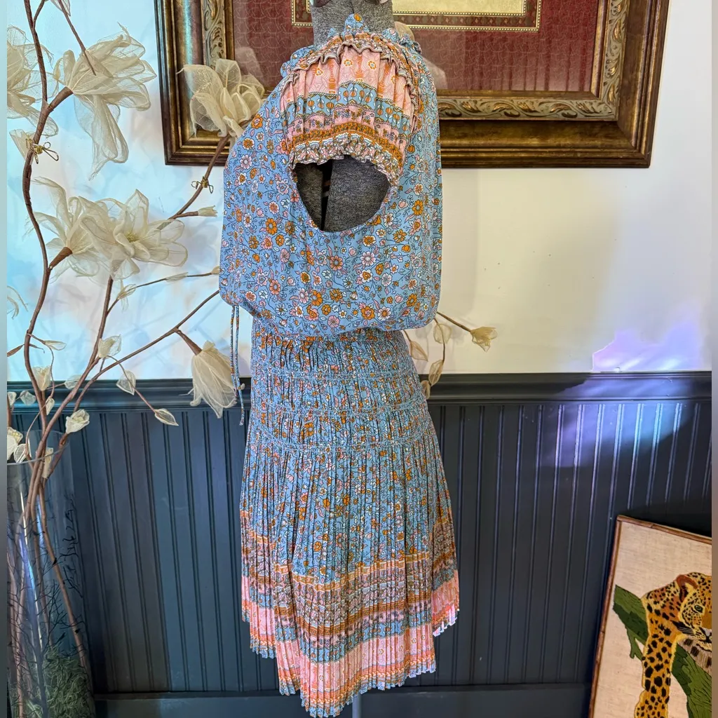 Current Air x Anthropologie Yvette Pleated Floral Mini Dress Sz XS 💚🍄 - Image 3