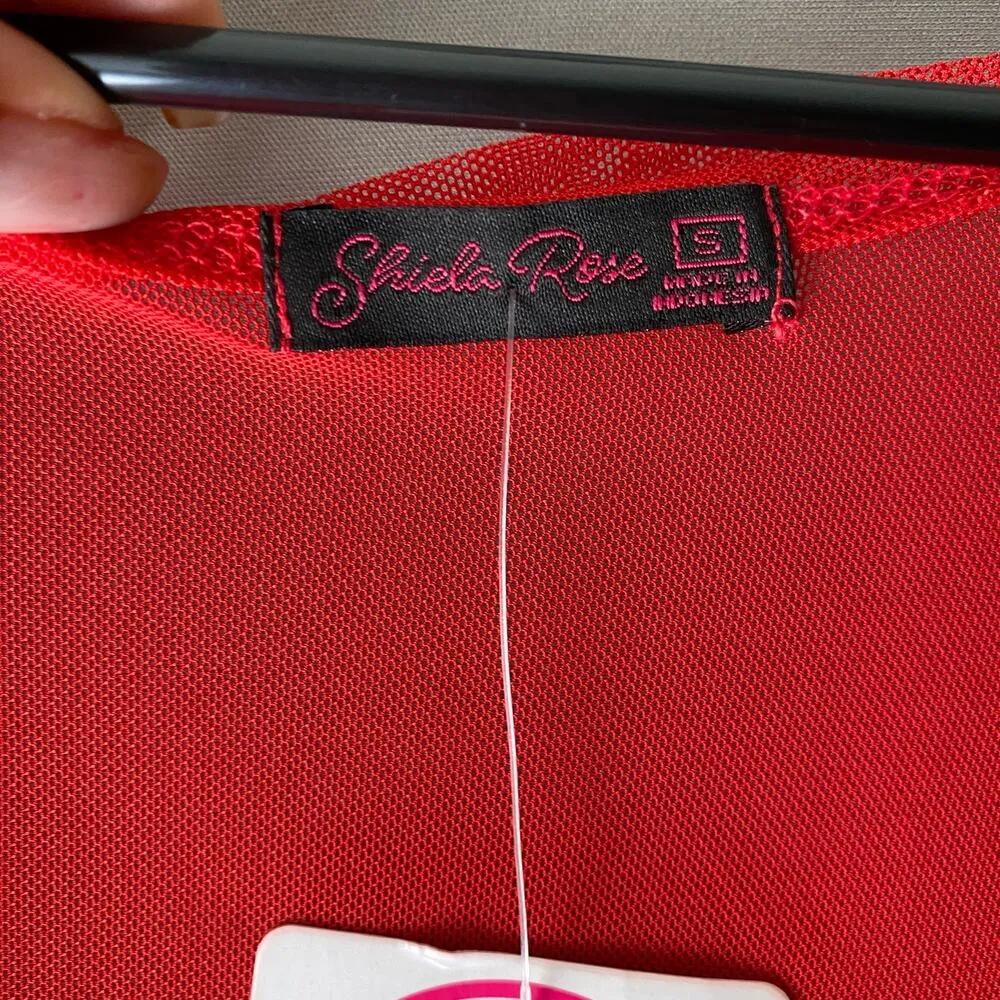 Shiela Rose sz S‎ sheer red open cover up kimono jacket NWT - Image 8