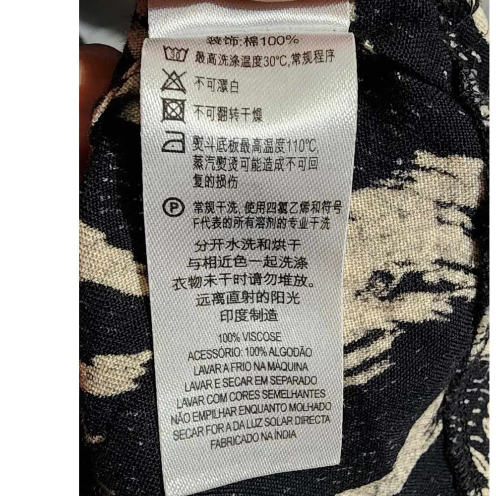 French Connection Printed Strapless Square Neck Dress Black Cream 2 - Image 7