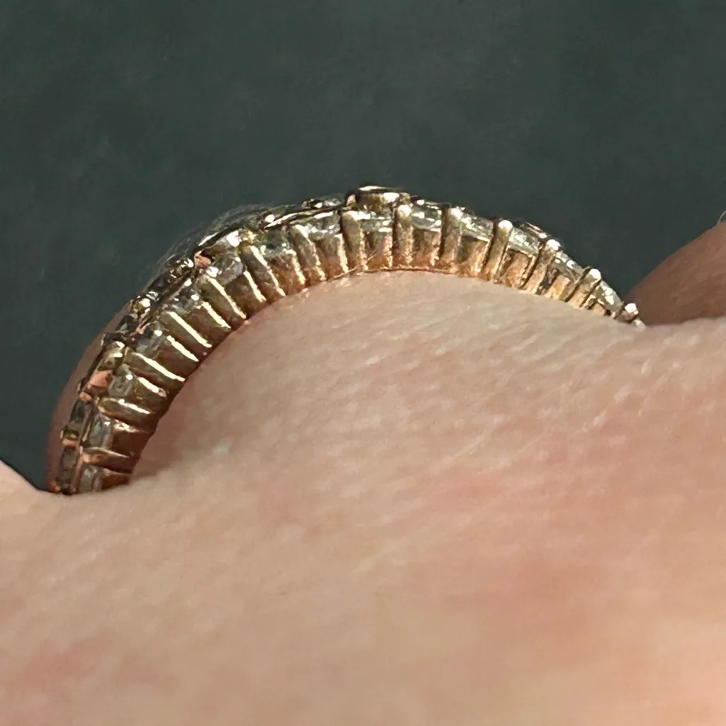 Rose Gold Plated 925 Silver CZ Ring Stacked Set (3) Size 10 - Image 3