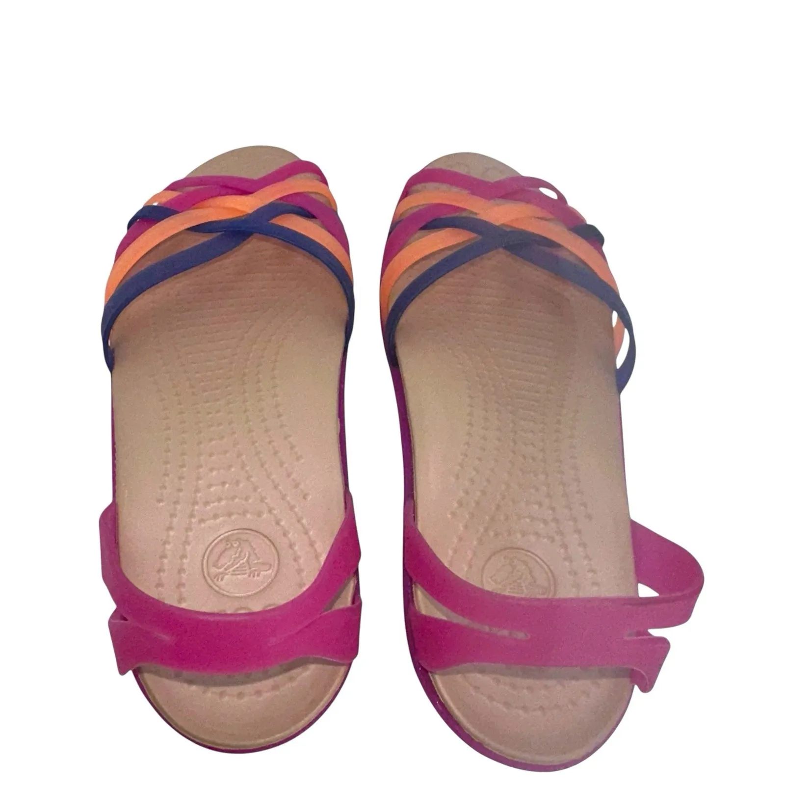 Crocs Isabella Huarache Rainbow Multi Color Strappy Slip On Sandals Womens‎ 6 - Image 4