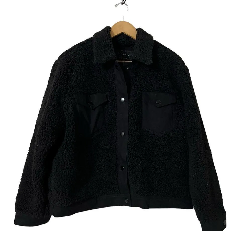 Lucky Brand Black Sherpa Trucker Coat Jacket - Image 8