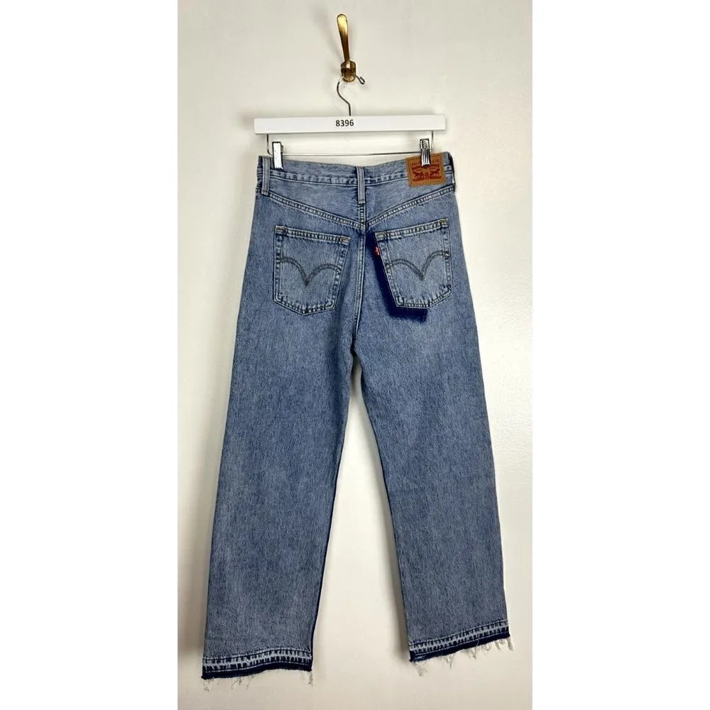 LEVI'S Ribcage High Rise Destructed Straight Jeans in Wash Haleys Comment US 28 - Image 11