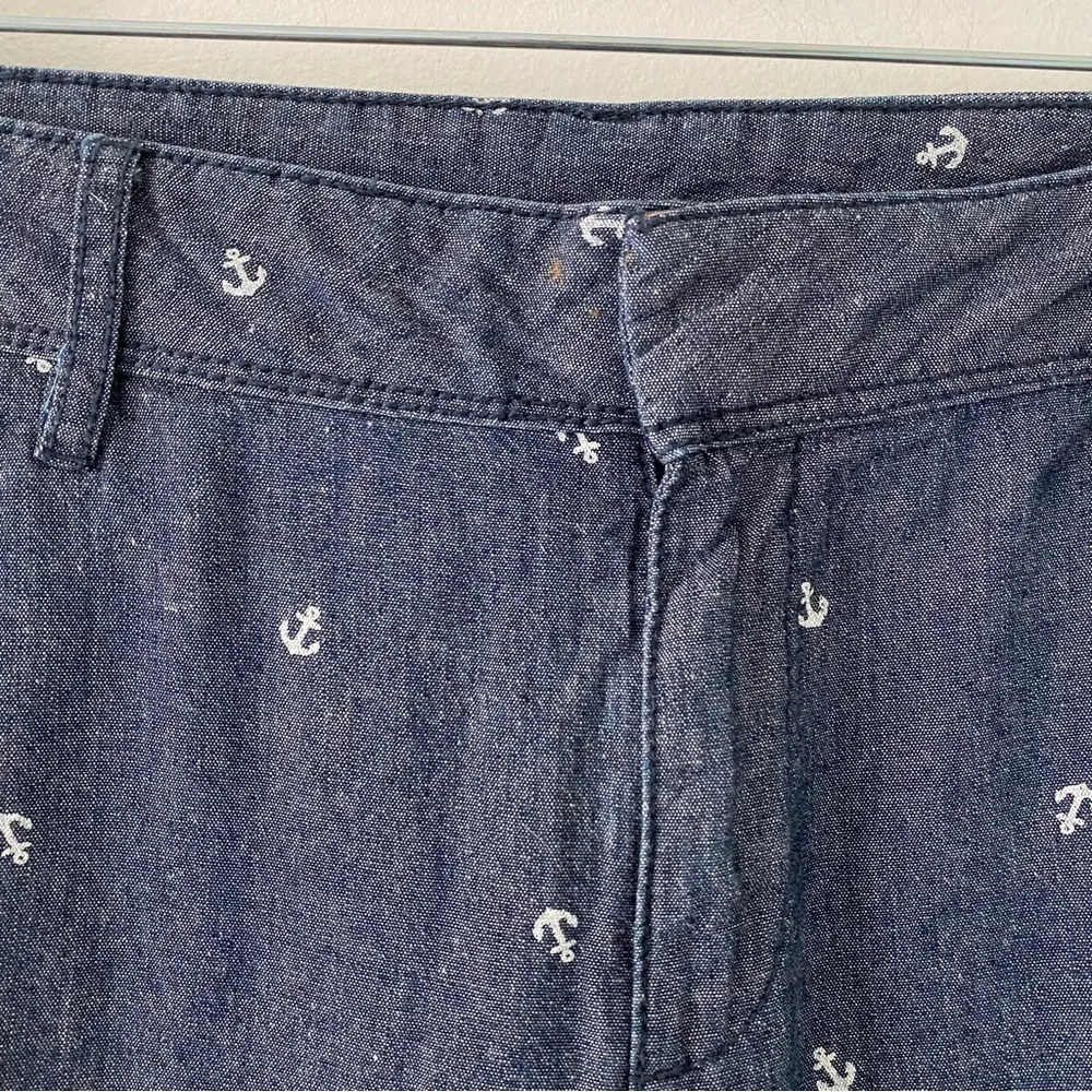 Liz Claiborne Chambray Cotton Anchor Nautical Straight Leg Pants 10 - Image 4