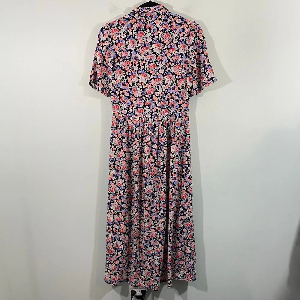 Nobody's Child Women's Multicolor Floral Button Up Midi Shirt Dress Size 2 - Image 3