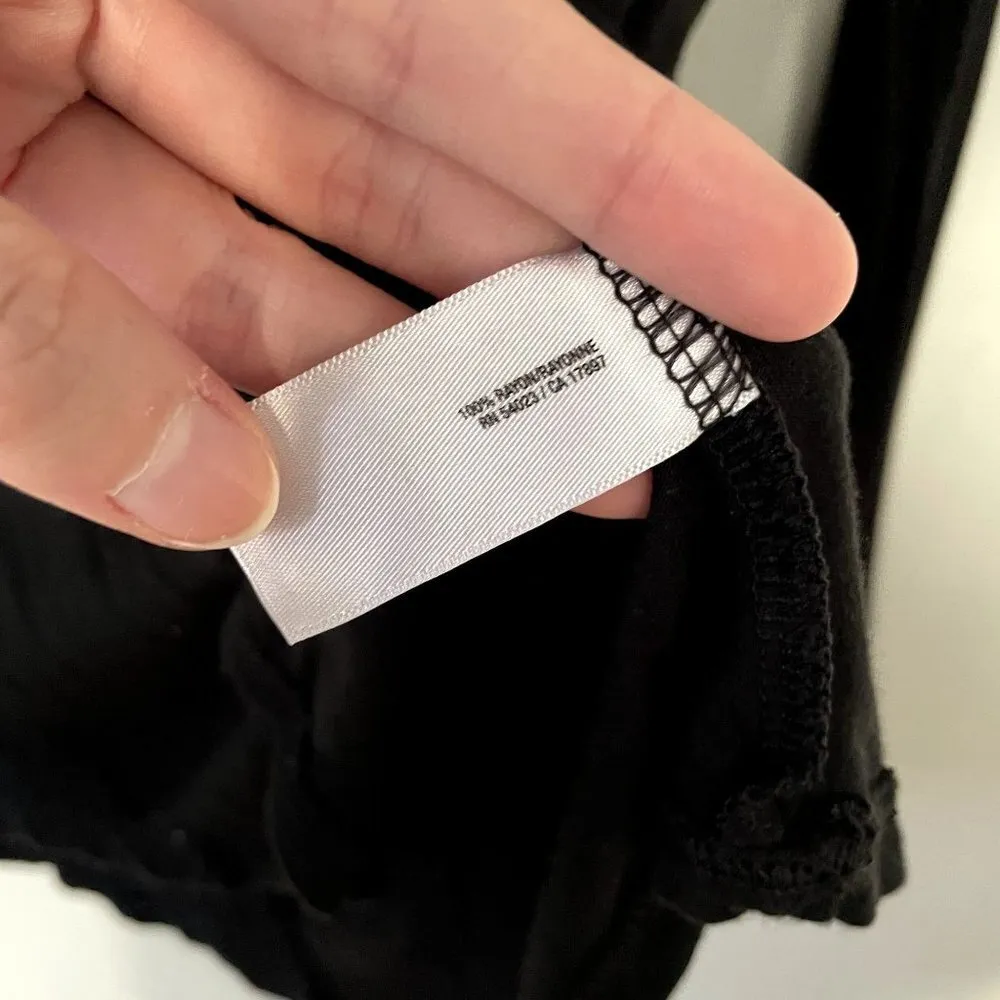 Old Navy black long sleeved button down shirt rayon comfortable casual collared - Image 5