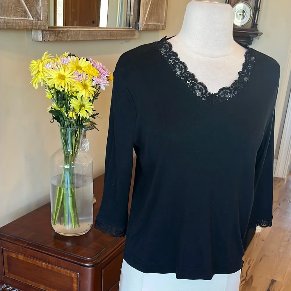 Chic Black Top with Lace Detail - Image 2
