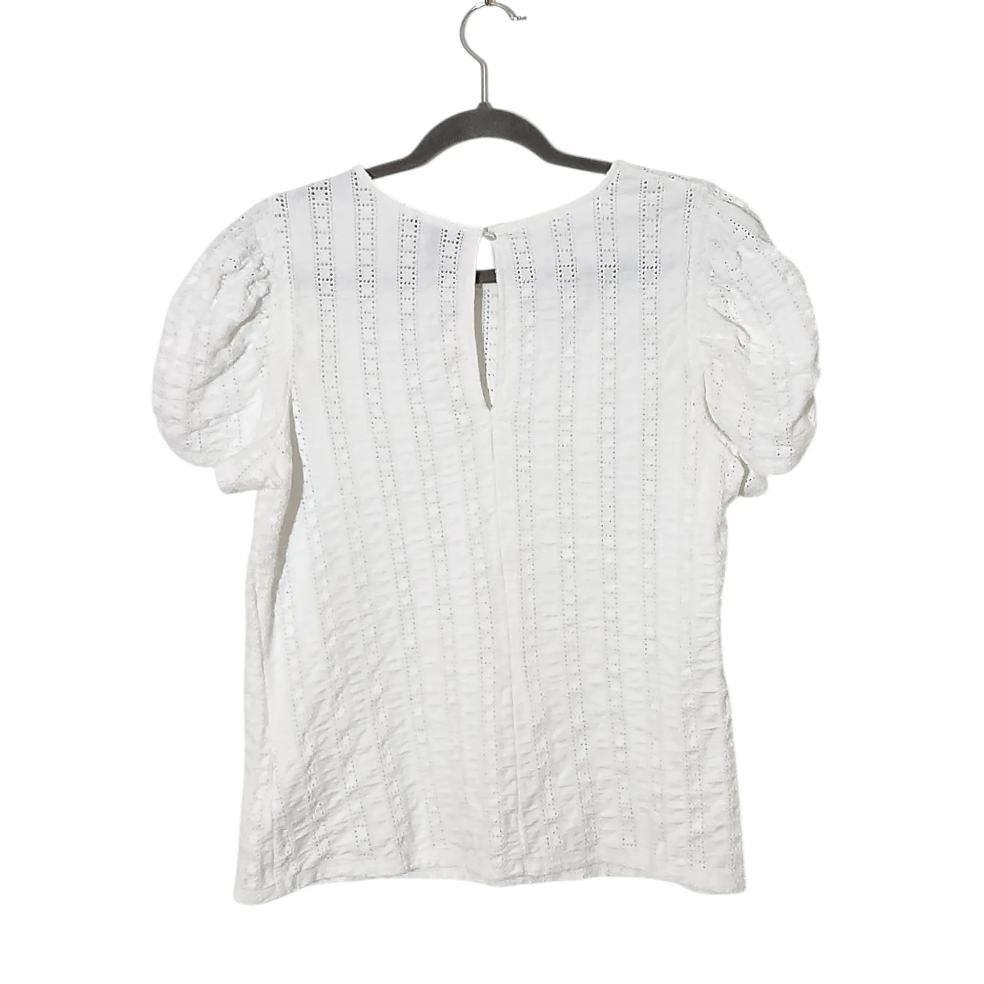 EXPRESS  White Eyelet Top with Puffy Sleeves Size Large - Image 2