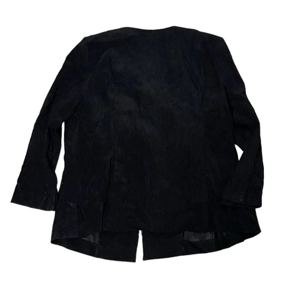 LORD & TAYLOR Black Jacket Zip Front Silver Hardware Size 16W VINTAGE Round Neck - Image 5