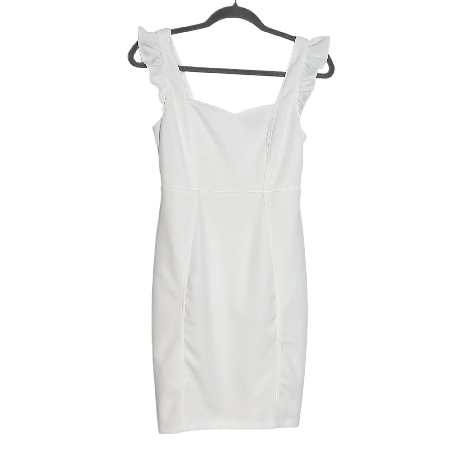 Lulus White Ruffle Sleeve Bodycon Dress Size Small White Mini Cocktail Dress - Image 2