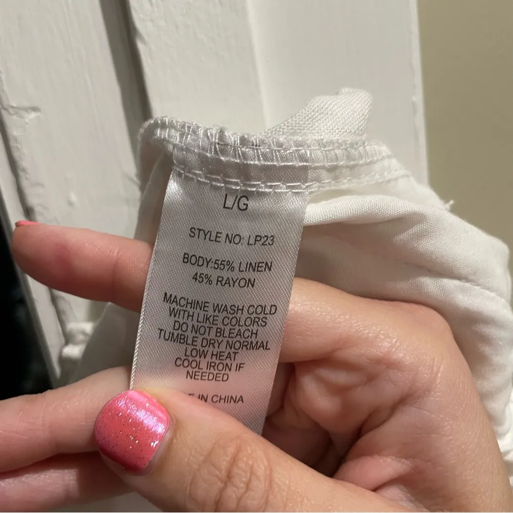 Ci Sono Smocked Waist Linen Blend Pants White Women’s Large - Image 7