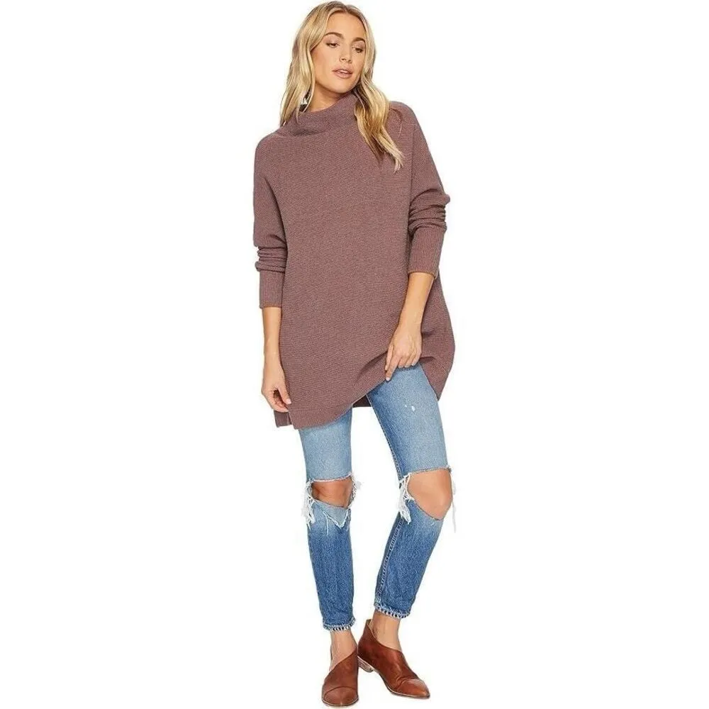 Free People Ottoman Slouchy Tunic Size Small oversized sweater ribbed knit mock - Image 12