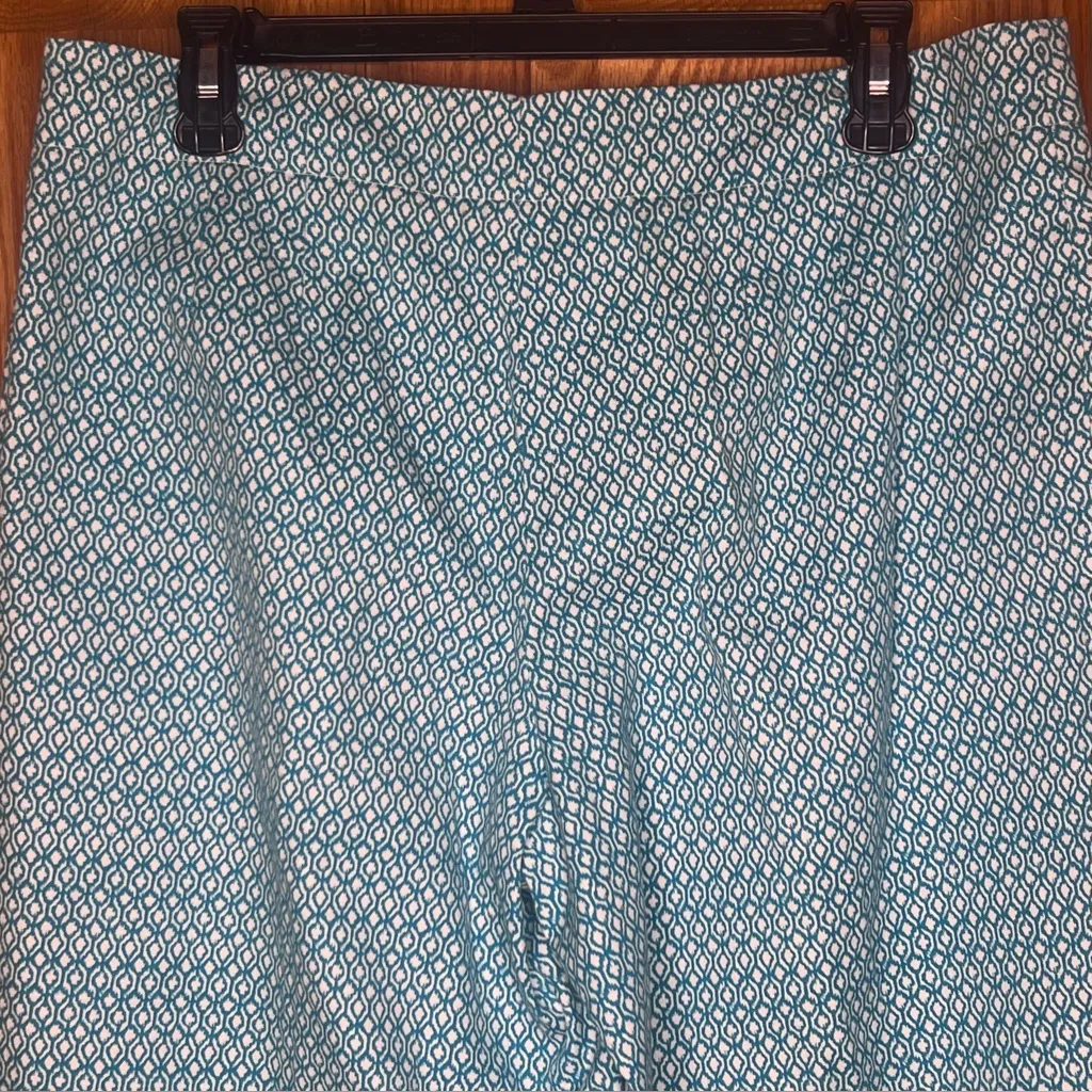 Talbots Heritage Stretch Crop Ankle Pants in‎ Geo Floral Turquoise White Size 12 - Image 7