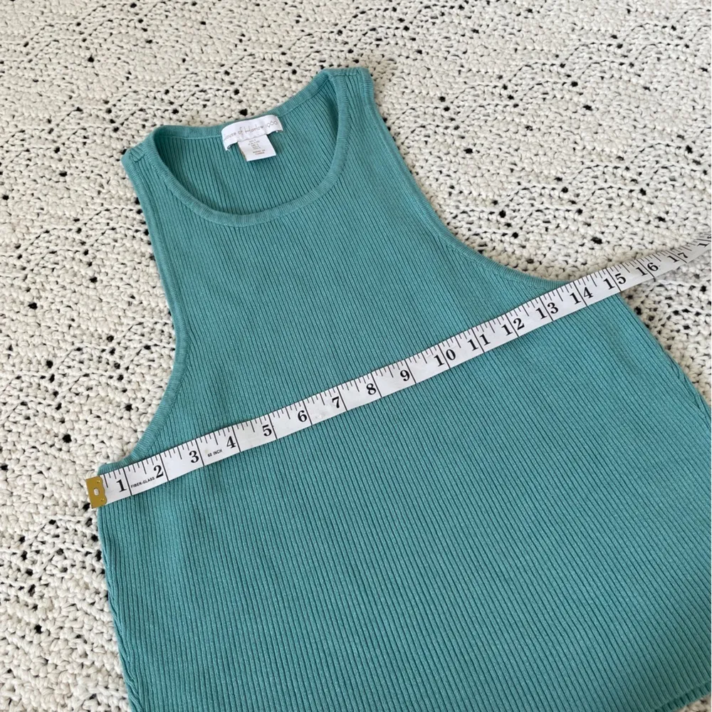House of Harlow Ribbed Sculpt Knit Crop Tank Teal (Large) - Image 4
