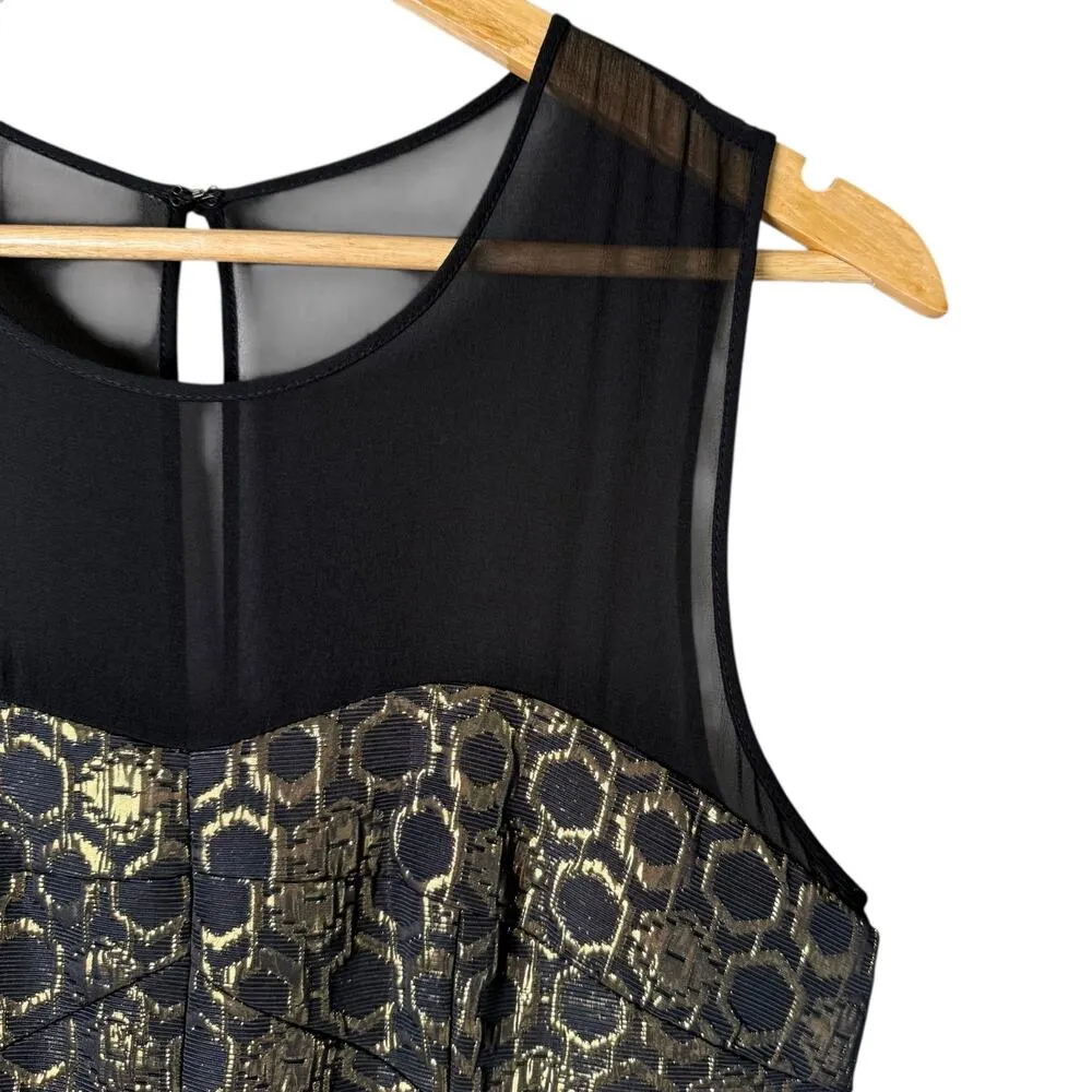 Club Monaco Bria Metallic Gold Honeycomb Mesh Cocktail Dress Sleeveless, Size‎ 6 - Image 7