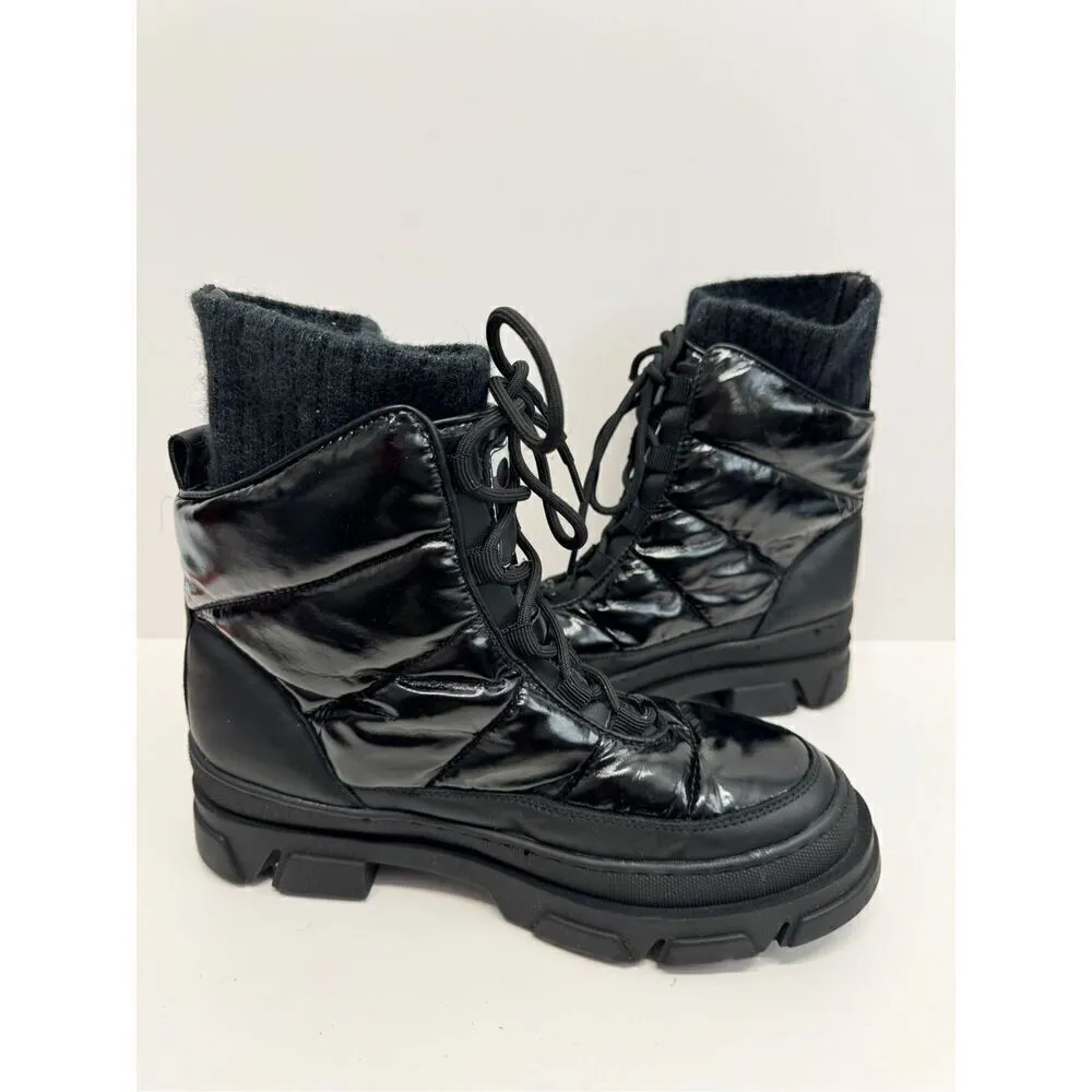 Sam Edelman Boots Size 7.5 Black Lug Sole Tabitha Lace Up Round Toe Winter Boot - Image 6