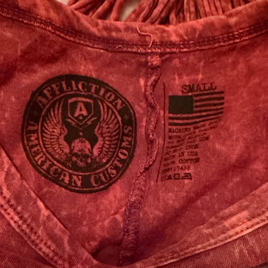 Affliction Red and Yellow Graphic Tee - Image 5