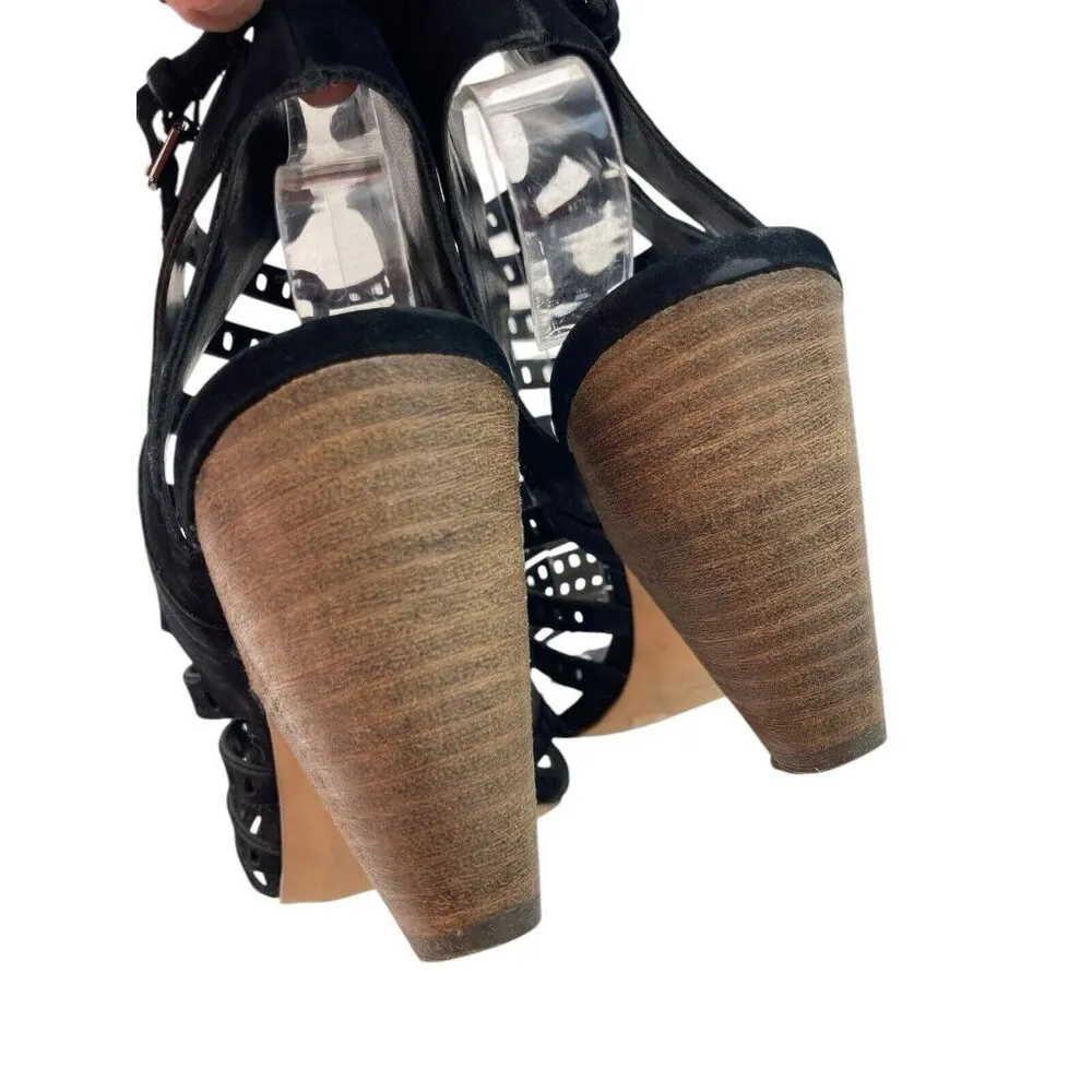 Vince Camuto Heels Women’s Size 9 Black Perforated Caged Gladiator Fairy Grunge - Image 8