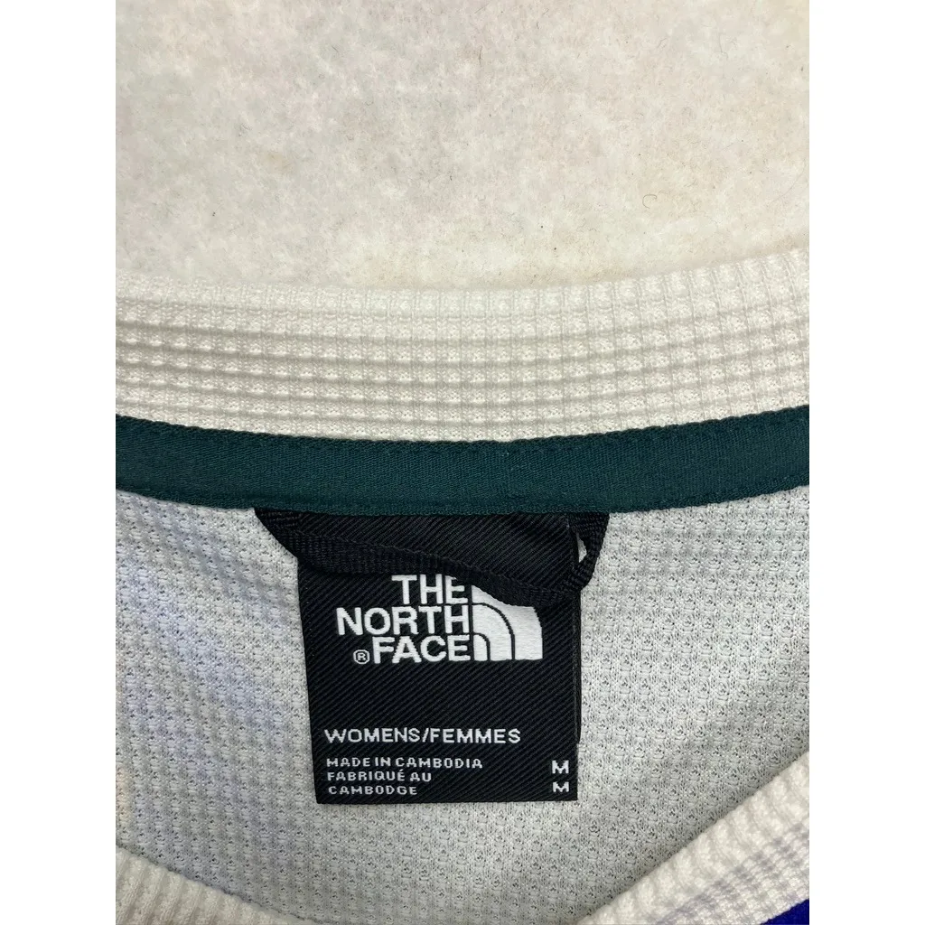 The North Face Womens Long Sleeve Plaid Crewneck Top Blue Green Orange M - Image 2