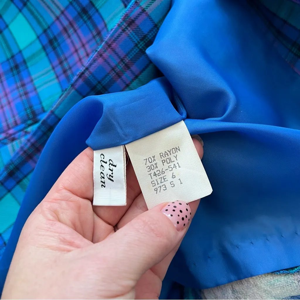 Vintage Pendleton plaid blazer blue &‎ green - Image 6