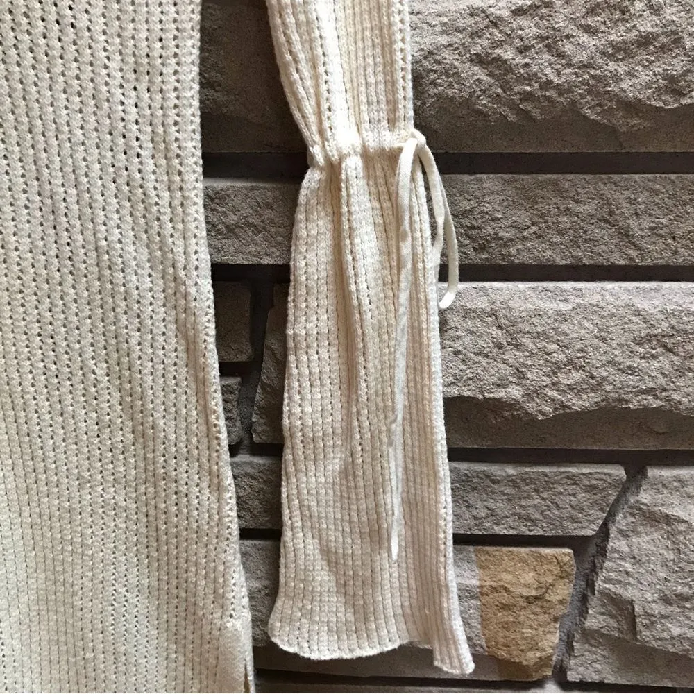 Lovers & Friends SOLTA KNIT DRESS Neutral Cream Crochet Midi Coverup Large NWT - Image 4