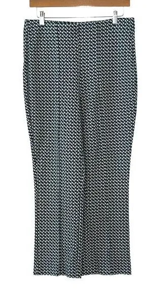 JL Jules & Leopold Womens Geo Kick Flare Pull-on Pants Green White Medium NWT - Image 1