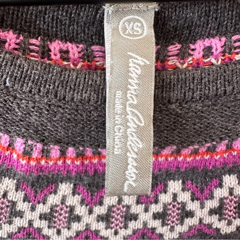 Hanna Andersson Fair Isle Sweater Dress Womens XS Gray & Violet Nordic Knit - Image 6