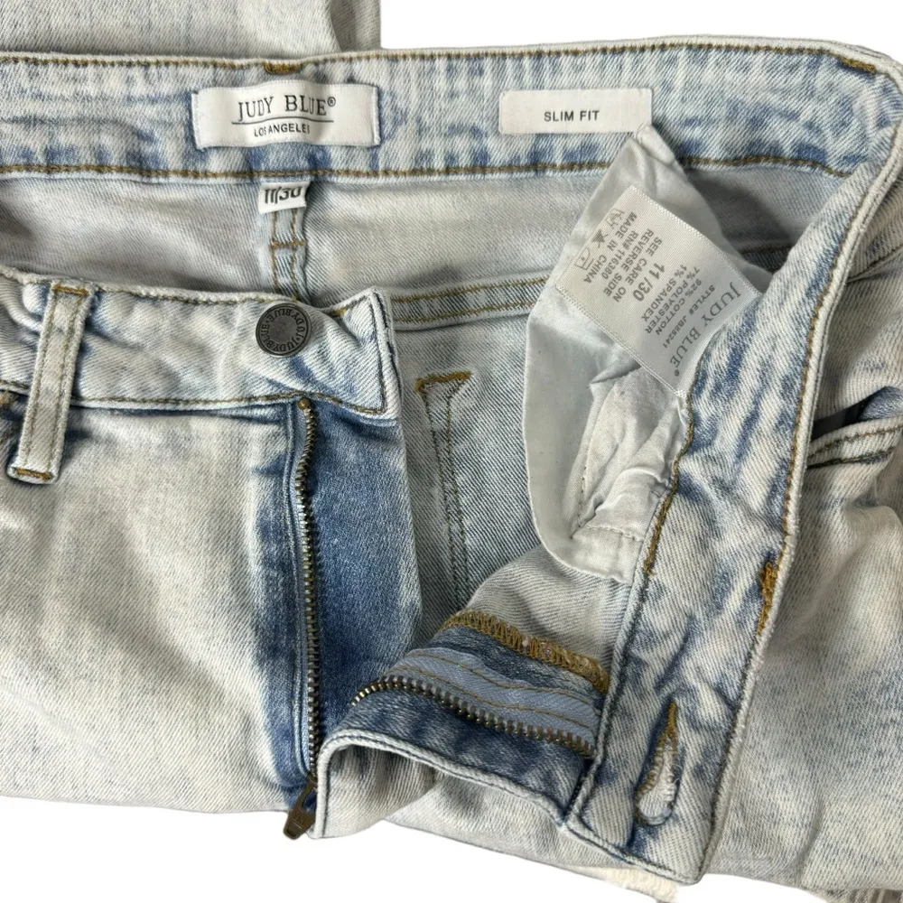 Judy Blue High Rise Light Acid Wash Slim Fit Jeans 11 30 - Image 6