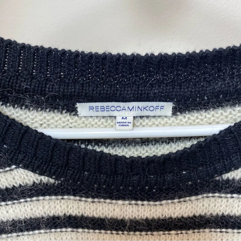 Rebecca Minkoff Worth Striped Split Back Mohair/Wool Knit Sweater Sz Medium - Image 2