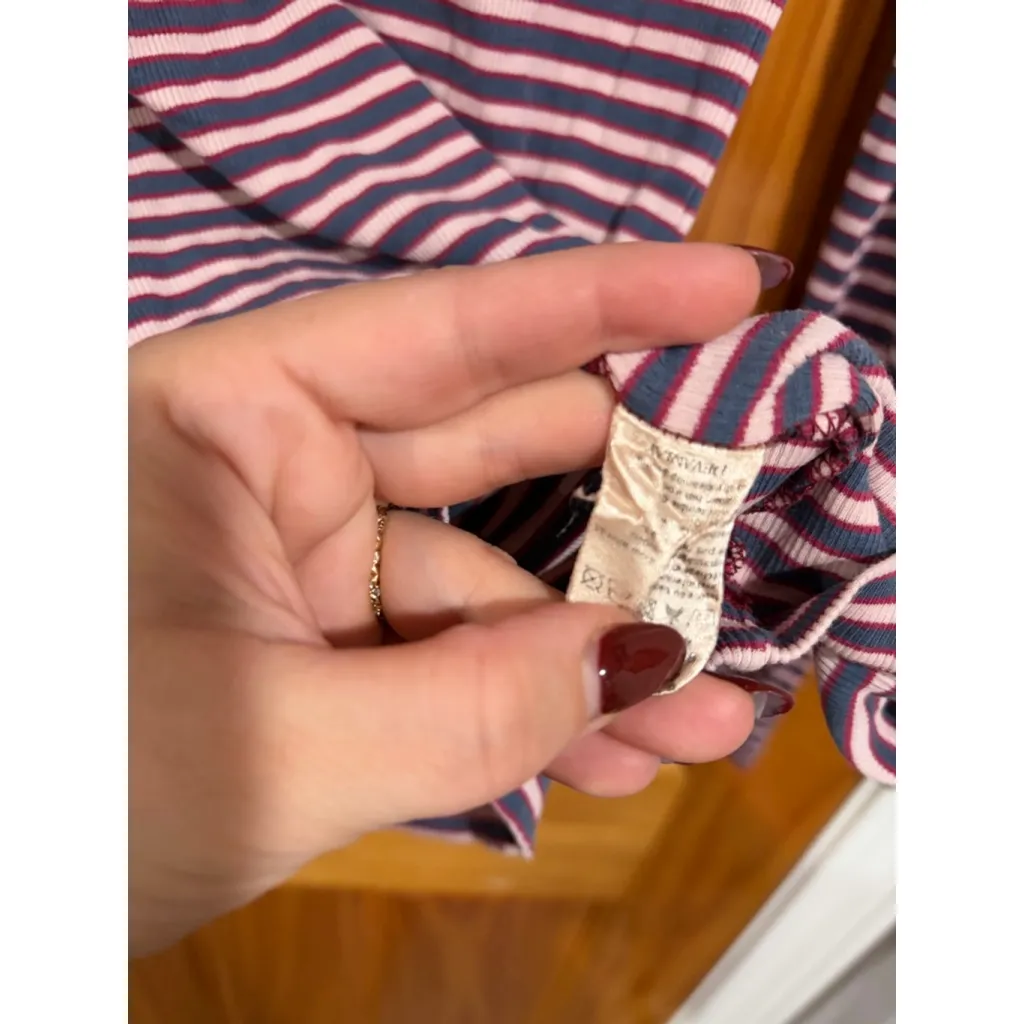 Lacoste Striped Long Sleeve Ribbed Top Sz 38 (S) Made in France Preppy Classic - Image 4