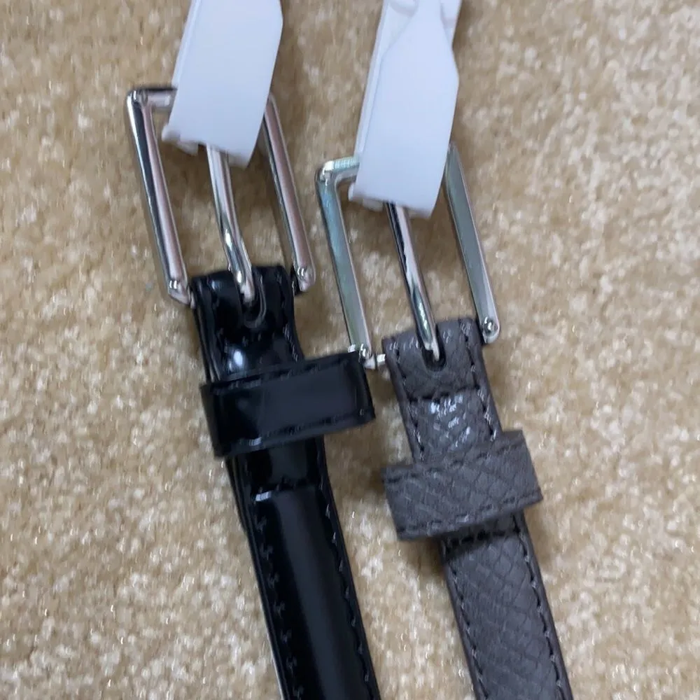 Women’s Belt 2pack Black & Gray with Silver Buckles XS NWT - Image 3