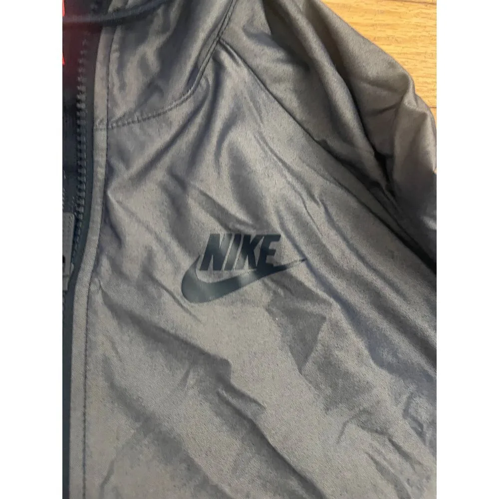 Nike‎ Y2K Vintage Hooded Windbreaker Women's medium Red Tag Swoosh black gray - Image 2