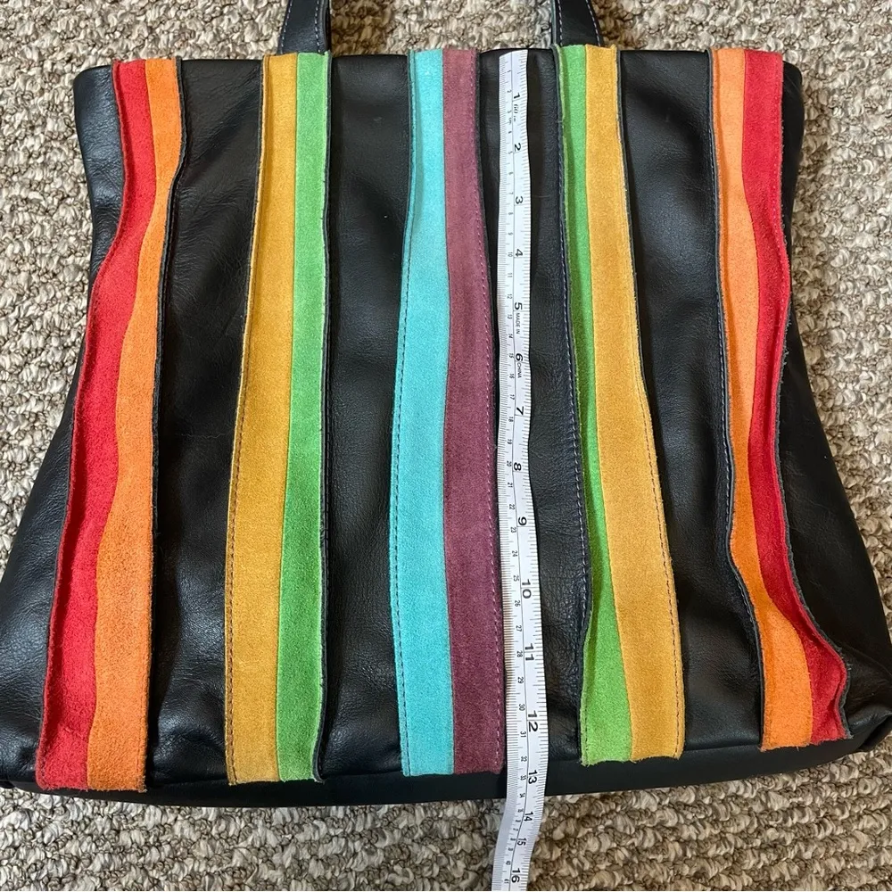 Mywalit Laguna Large Leather and Suede Shopper Black Bag Red - Image 4