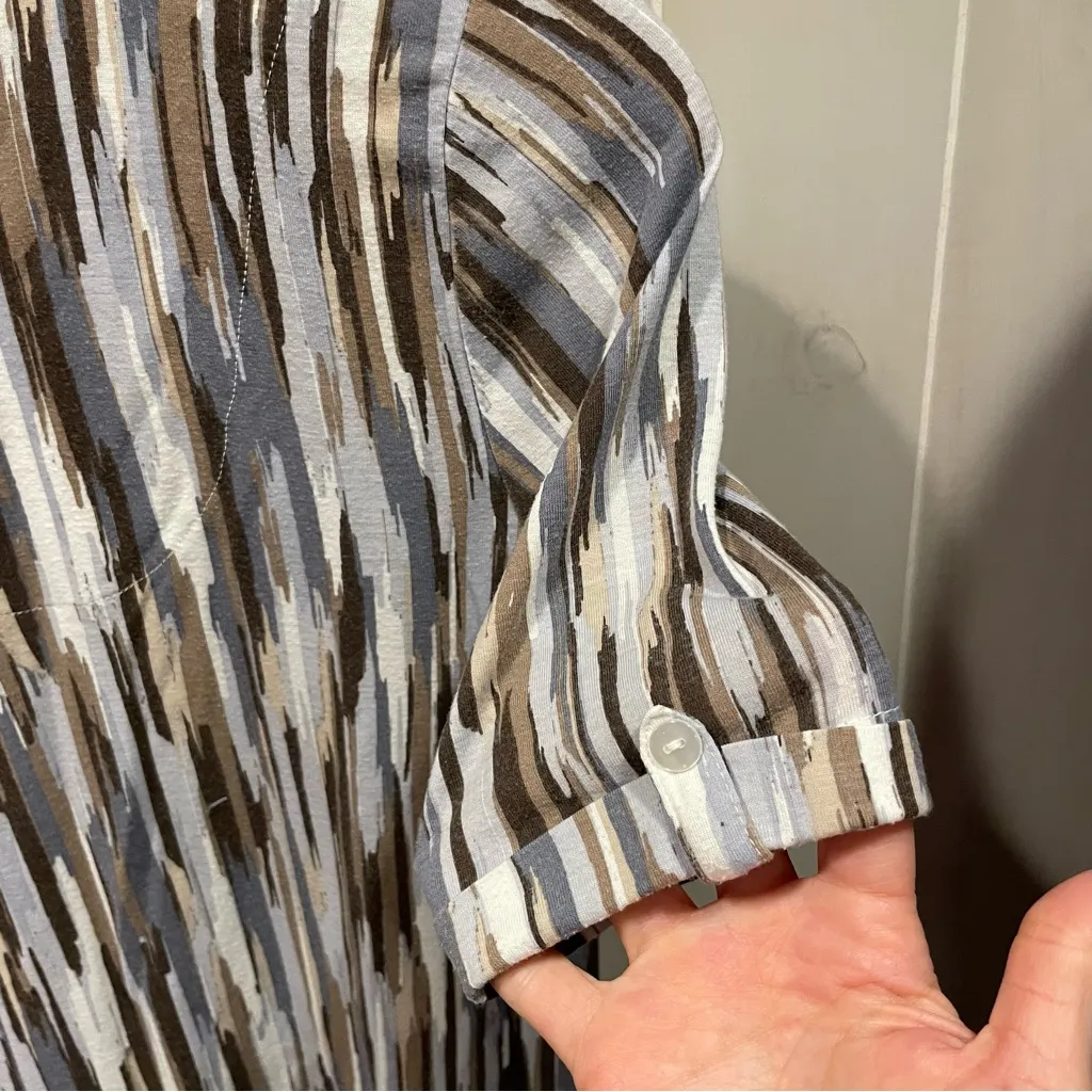 Cute vintage 90s flowy brush strokes ruched collar top Liz Claiborne earthy - Image 8