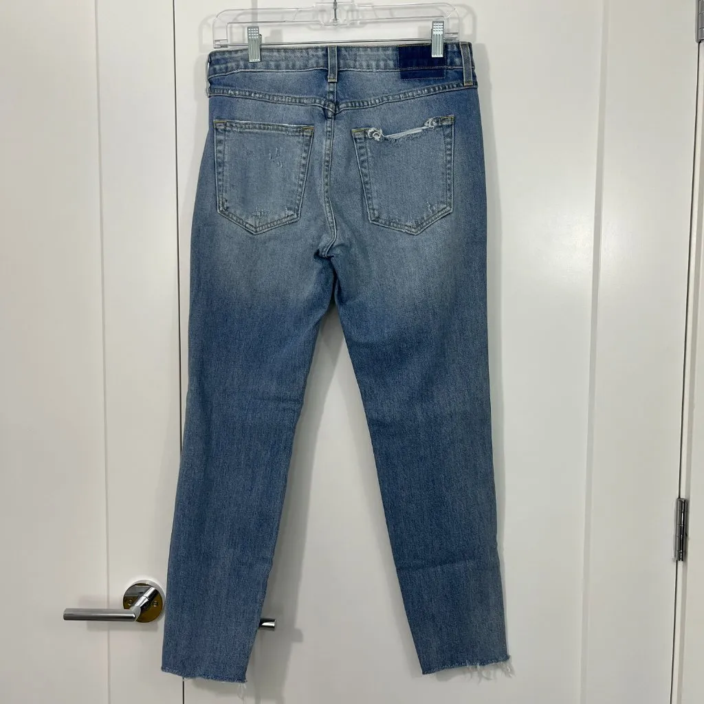 AMO Size 29 Blue Twist Heartbreaker Ankle Slim Straight Fray Hem Jeans - Image 12