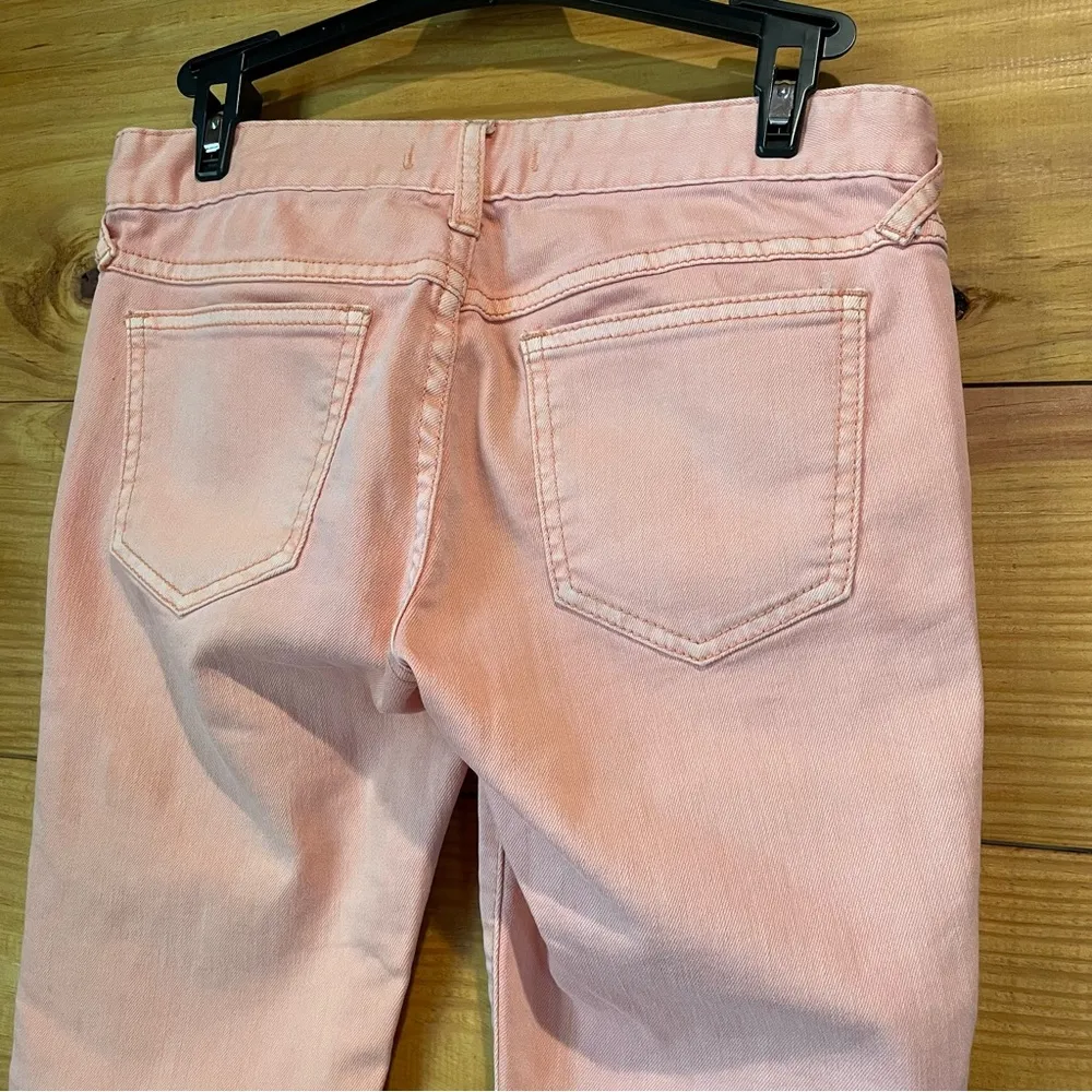 Free People Peachy Pink Orange Mid Rise Stretchy Zipper Ankle Skinny Jeans 25 - Image 4