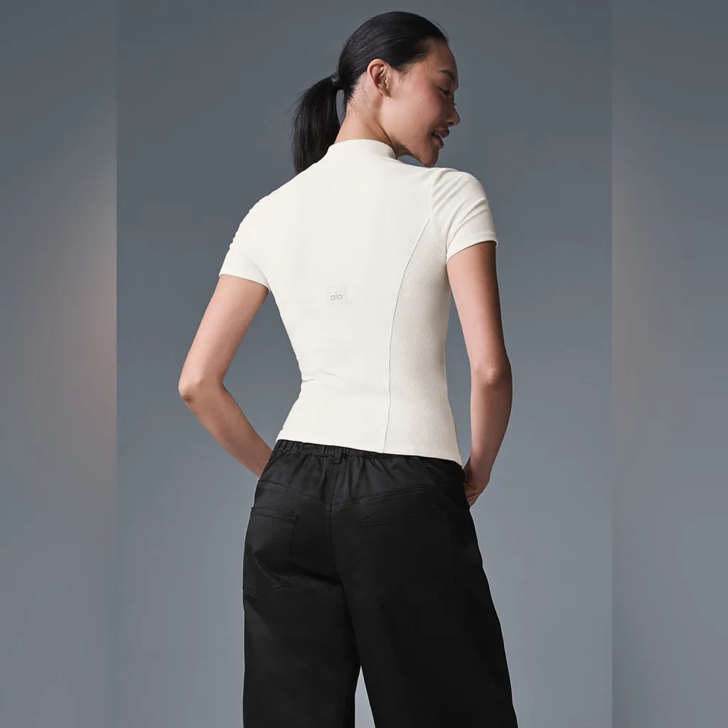 Alo Yoga Ribbed Mesmerize Short Sleeve - Image 3