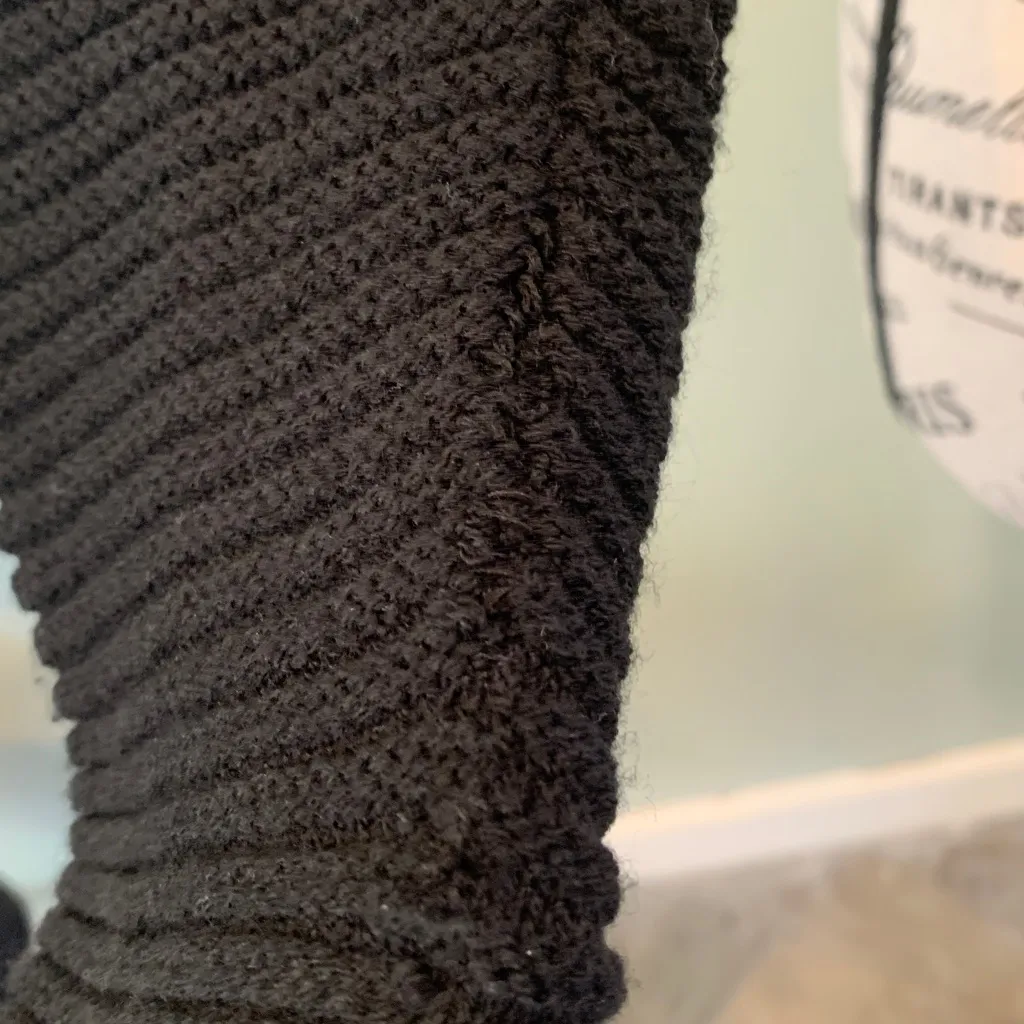 Express Women’s Medium Black Knit Open Drape Front Cropped Cardigan Sweater - Image 5