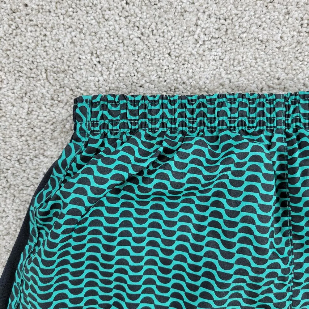 Nike Dri-Fit Swimwear Trunk Shorts Womens XS Black Green Elastic Waist Logo - Image 7