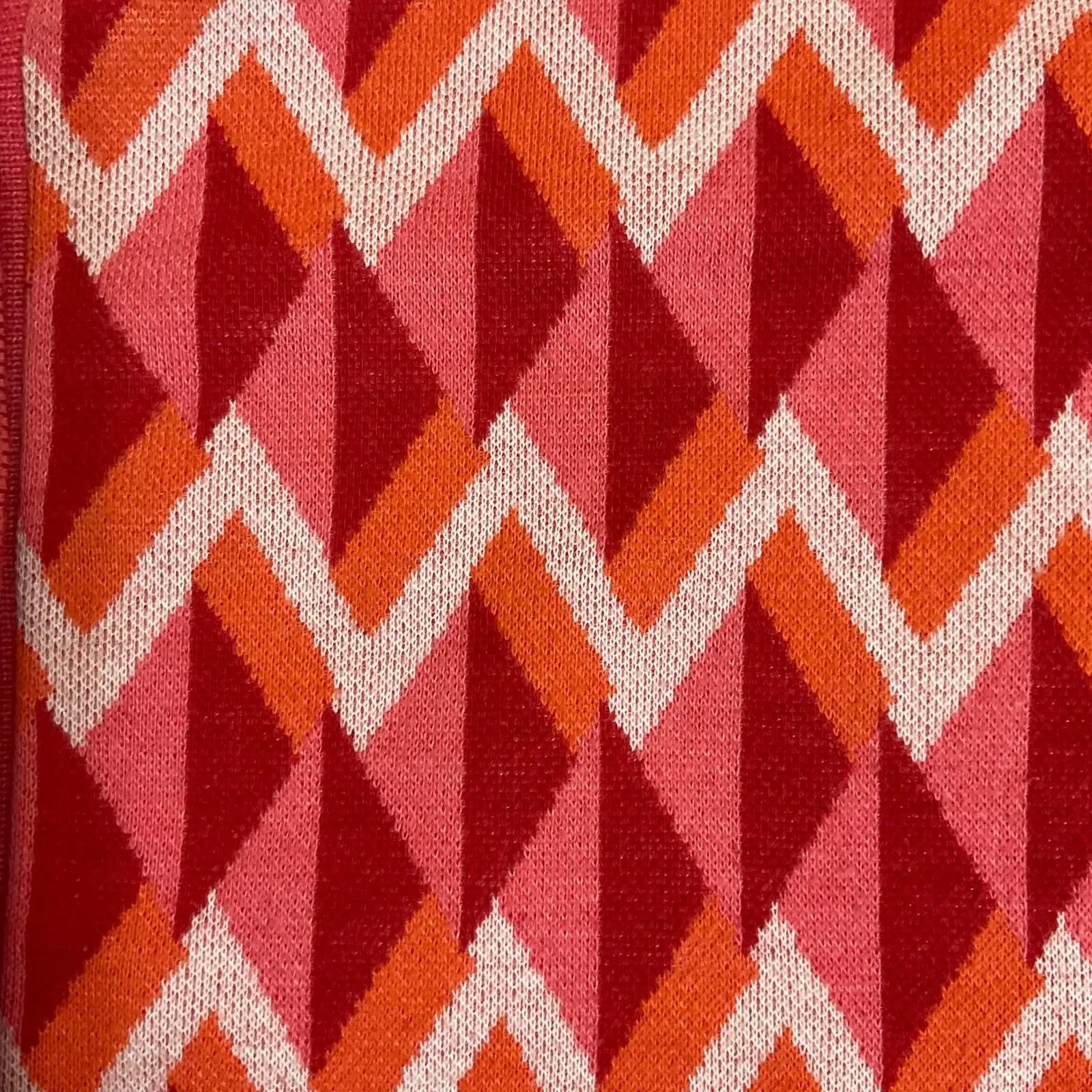 Zara Knit Jacquard Collar Polo Mini Geometric Print Red Pink women's‎ dress M - Image 6