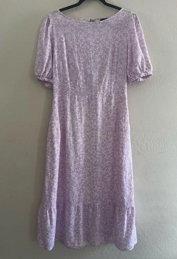 who what wear purple floral dress sz M - Image 3