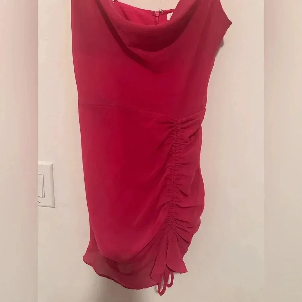 More To Come Mileva Ruched Mini Dress in Fuchsia - Image 5